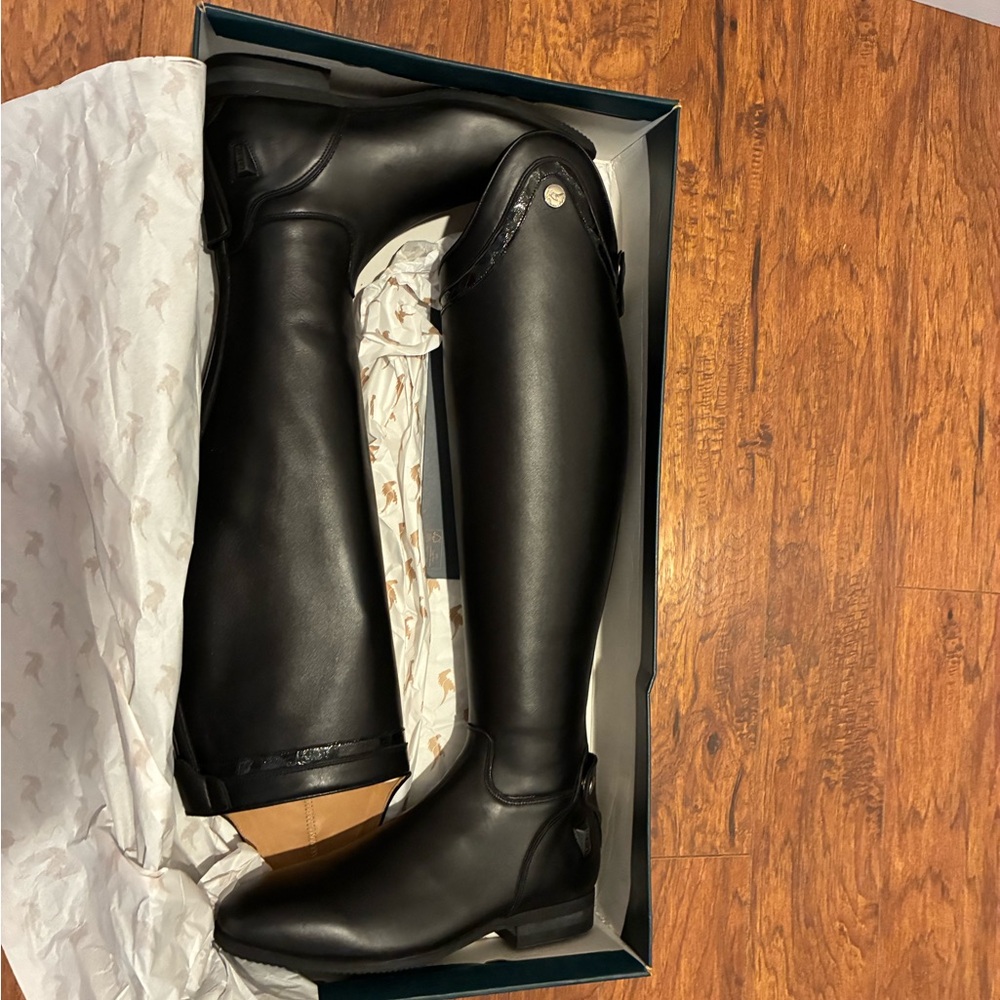 NEW in box Celeris DIOGO handmade black leather riding boots. UK 41 women